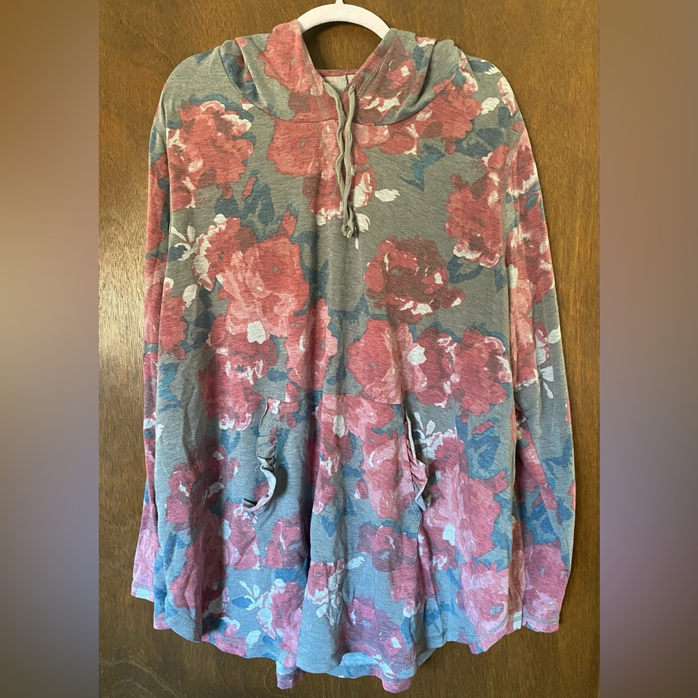 Livi Active Floral Hoodie - Pink and Blue